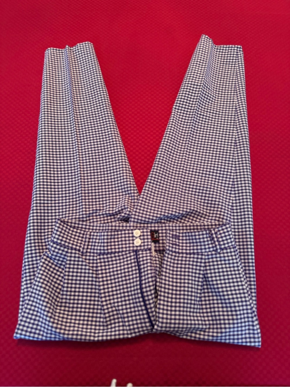 Christy Purple and White Gingham Straight-Leg Pants